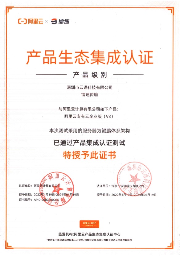 镭速&阿里云认证图片