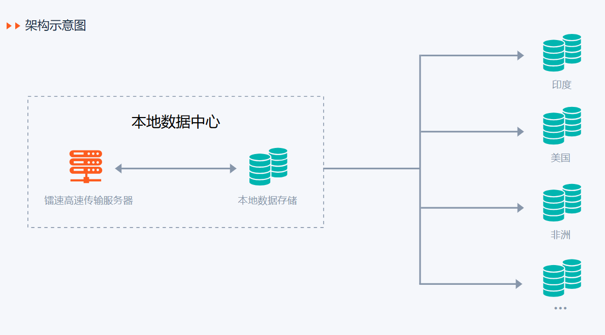 镭速跨国文件传输架构示意图